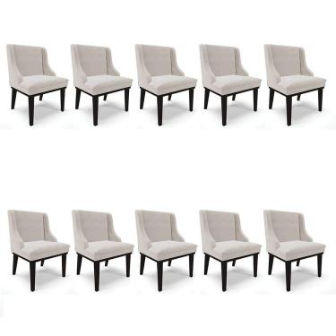 Imagem de Kit 10 Cadeiras Liz Veludo Base Fixa Madeira PretoCinza