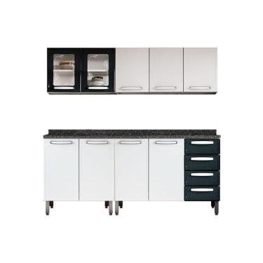 Imagem de Cozinha Modulada Bertolini Evidence 4 Peças (2 Armários + 2 Balcões) C4P51 Branco/Preto