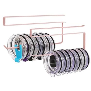 Imagem de Pacote com 2 organizadores de tampa de copo, gancho horizontal para armazenamento de tampa de copo até 20 tampas, suporte de tampa de copo para economia de espaço, gancho de tampa de copo para