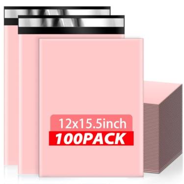 Imagem de Oududianzi Envelopes de poliéster rosa 12 x 15,5, 100 peças de sacos de envio adesivos fortes, sacos de poliéster impermeáveis para envio, sacos de correio autovedantes, sacos de embalagem de