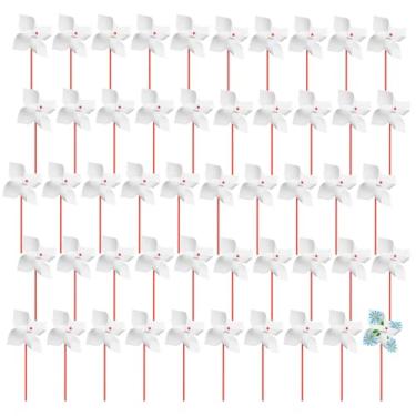 Imagem de Conjunto de artesanato de cata-vento em branco com 50 peças, kit de arte DIY criativo de quatro folhas para crianças, artesanato divertido ao ar livre, 8,3 × 11