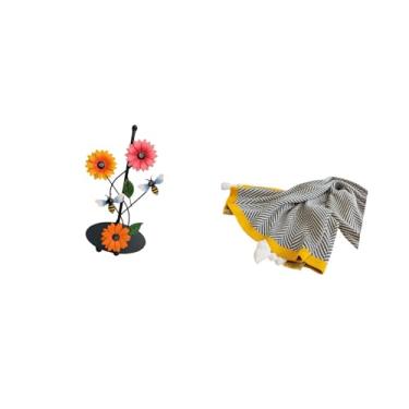 Imagem de Fenteer Suporte para Toalhas de Papel Tricotadas, Dispensador de Papel-toalha Listrado, Suporte Vertical Antiderrapante para Lenços de Papel, Manta Macia E Qu