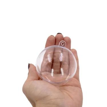Imagem de Bolinha De Natal Acrílica Transparente 6cm Para Foto Kit 5 Peças Enfeite Decoração Natalina esfera cristal transparente