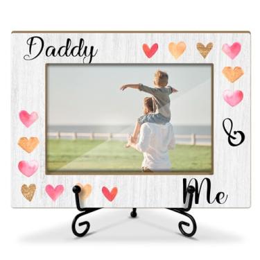Imagem de Lesixur Moldura de madeira com suporte de ferro - Daddy & Me, os melhores presentes para papai, presente de filha e filho pela primeira vez, porta-retrato 10 x 15 cm para mesa de mesa, decoração de