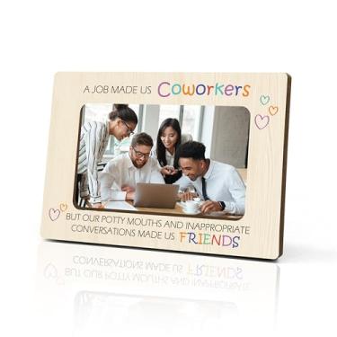 Imagem de DRWJPAT Porta-retrato magnético para colegas de trabalho, mini molduras magnéticas para geladeira e armário, presentes de Natal, aniversário de ação de graças para amigas e irmãs, ímãs de madeira com