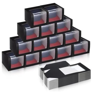 Imagem de 20 caixas de chapéu para homens, caixa de presente de chapéu preto com caixa de exibição de janela para recipiente de armazenamento de chapéus, caixa de exibição de chapéus de papel, caixa dobrável