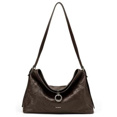 Imagem de LA FESTIN Bolsa Hobo de couro para mulheres, alça ajustável, bolsa tiracolo perfeita para encontros, viagens e viagens, Marrom
