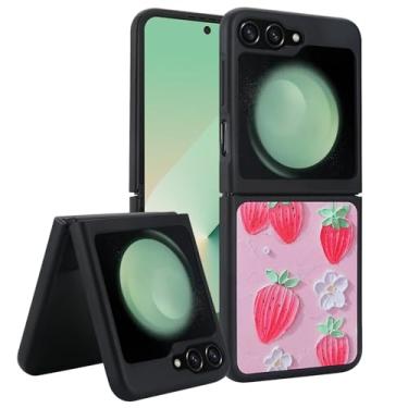 Imagem de LazyGoose Capa para Samsung Galaxy Z Flip 6, floral vibrante, linda arte de flores florescendo, fina e sem fio, proteção contra quedas de ângulo de nível militar (campo morango)