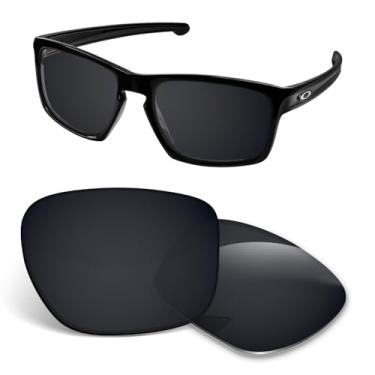 Imagem de Lentes de substituição de 1,5 mm compatíveis com óculos de sol Oakley Sliver Stealth OO9408, antiarranhões e resistentes a impactos - preto escuro polarizado