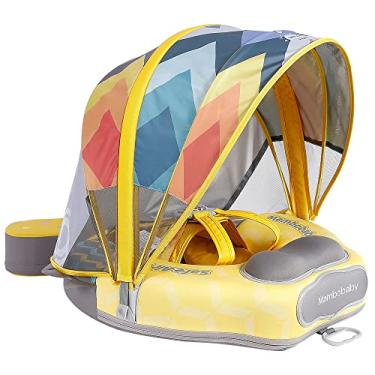 Imagem de HECCEI Mambobaby Float Upgrade Add Tail Baby Float Com Canopy Para Cintura Infantil Boia De Natação Inflável Brinquedos Flutuantes Não Infláveis Com Alça De Segurança Ajustável (Amarelo - Peixe Colo