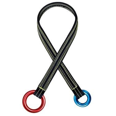 Imagem de byepica Cordão de escalada em árvores com anéis de alumínio, corda de poliéster de 110 cm, ideal para arboristas e escaladas ao ar livre