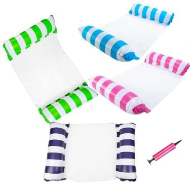 Imagem de Paquete de 4 flotadores infláveis para piscina, hamaca de água 4 em 1, flutuadores de piscina para adultos para piscina, Fiesta, Verano, lago, diversión acuática