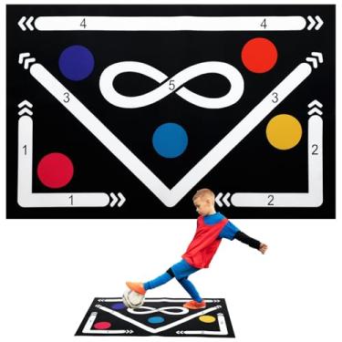 Imagem de Tapete antiderrapante para treinamento de passos de futebol, 23,5 x 89,9 cm, tapete de futebol interno redutor de ruído para prática aprimorada de footwork