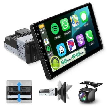 Imagem de Estéreo automotivo 4G + 64G Android Single Din com 5GWIFI DSP/32EQ Carplay Android Auto, Sellrich 22.9 cm destacável 1280p tela sensível ao toque rádio de carro Din único Bluetooth 5.0 GPS FM/RDS SWC