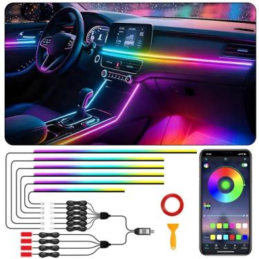 Imagem de Faixa de luzes de LED para carro, RGB 10 em 1 dinâmica, Dreamcolor, luzes de LED acrílicas para carro, kits de iluminação ambiente com aplicativo sem fio, luzes neon de carro com função ativa de som