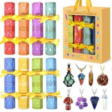 Imagem de MOVINPE 8 Pack Christmas No Snap Party Table Favors, 10” Christmas Table Decorations with Gemstone Necklaces, Paper Crown, Joke Card, Traditions Holiday Family Dinner Gift Set
