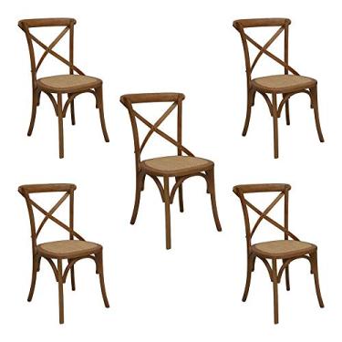 Imagem de Kit 5 Cadeiras Decorativas Sala De Jantar Cozinha Danna Rattan Natural Bétula- Gran Belo