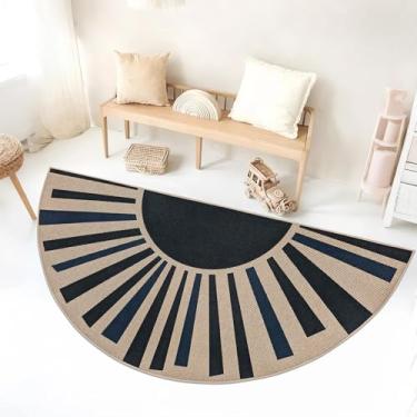 Imagem de Lacomfy Tapete de sol Easy Jute 1,8 m x 1,8 m, meio círculo, capacho de juta sintética neutra para ambientes internos e externos, para casa de fazenda, quarto, entrada, varanda, cozinha, lavanderia