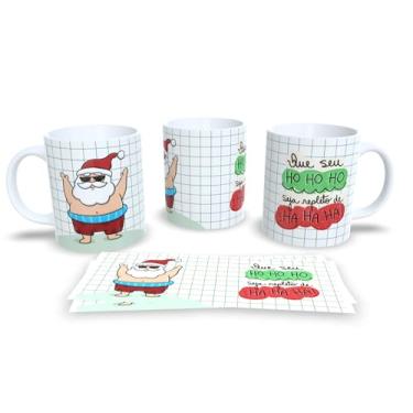 Imagem de Caneca de Cerâmica Natalina, Branca, 325ml, Design de Gatos com Gorro de Natal, Decorativa de Natal (8)