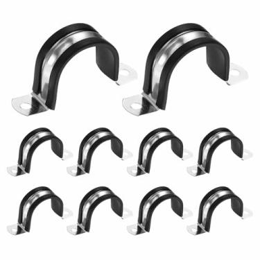 Imagem de HARFINGTON Braçadeira de alça de tubo em U M38, grampo forrado de aço inoxidável 304 de 42 mm, braçadeira isolada acolchoada de plástico para uso doméstico marítimo industrial automotivo