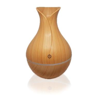 Imagem de Umidificador Ultrassônico LED, Difusor de Aromas Vaso Bege, 200ml, Design Moderno, 7 Cores, USB, Material ABS+PP, 16x10x10cm, com Cabo e Refil Extra