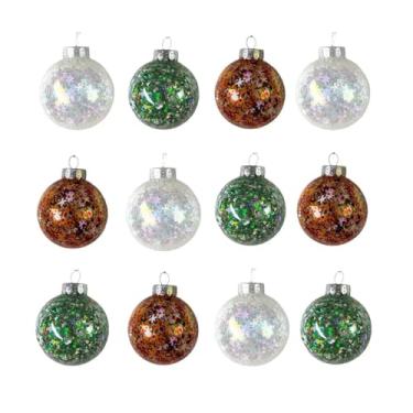 Imagem de Enfeites de bola de Natal, pacote com 12, enfeites transparentes à prova de estilhaçamento de glitter de 6 cm para decoração de árvore de Natal, decorações de férias penduradas para casa, festa