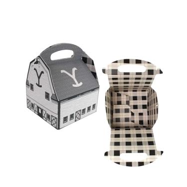 Imagem de Yellowstone Caixas de lembrancinhas em forma de celeiro - 12,7 cm x 15,2 cm (8 unidades) - Montagem fácil, visual de fazenda ocidental - Perfeito para assistir festas, aniversários ocidentais e mesas