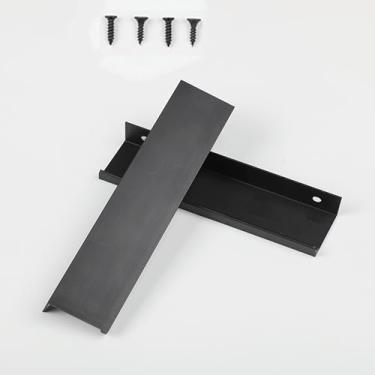 Imagem de Sinyiol Pacote com 10 puxadores ocultos na borda da gaveta preta, penteadeira de estilo moderno, guarda-roupa, cozinha, parede, armário (preto, comprimento 14,7 cm/distância do furo 12,7 cm)