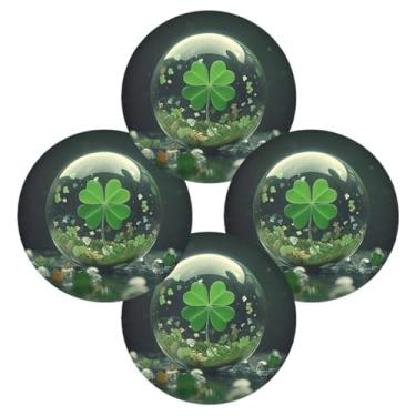 Imagem de ATTX Jogo americano redondo trevo verde para mesa de jantar, jogo americano de decoração do dia de São Patrício, tapetes para mesa de cozinha para 4#26