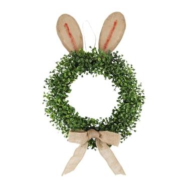 Imagem de Baoblaze Guirlanda de Páscoa para Porta de Entrada, Guirlanda de Páscoa com Coelhinho Fofo, Presente Criativo, de Flores Artificiais para Janela, Bar de