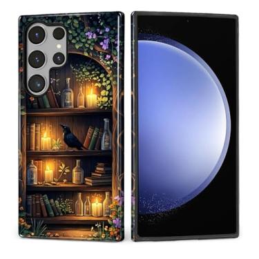 Imagem de DAIZAG Capa para Samsung Galaxy S24 Ultra, linda capa de telefone para meninas e mulheres, capa protetora resistente a arranhões à prova de choque - estante de livros Witchy Dark Academia