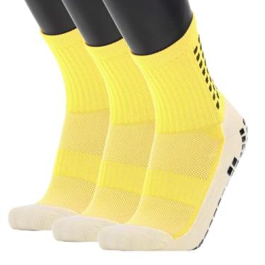 Imagem de Andoer Meias antiderrapantes masculinas de futebol Meias longas atléticas Meias absorventes esportivas para basquete, futebol, voleibol, corrida, trekking, caminhada, 1 par / 3, pares