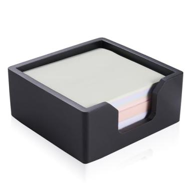 Imagem de BAOHD Porta-notas adesivas de concreto – Dispensador de bloco autoadesivo de 7,6 x 7,6 cm (preto)