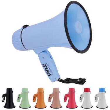 Imagem de Pyle Megafone Bullhorn de 20 W - portátil, sirene automática e volume ajustável, alcance de projeção de até 400 jardas quadradas, entrada auxiliar, talk, sirene, música, apito e gravação, alça de