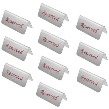 Imagem de Pacote com 10, dois lados, mesa reservada de metal, 10 x 5 cm, placa de aço inoxidável reservada, barracas, barracas para casamento, restaurante, cerimônia, sala de jantar de casamento