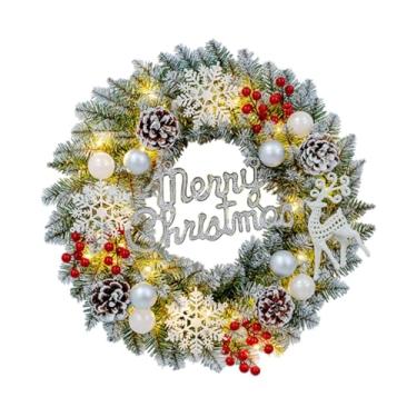 Imagem de predolo Guirlanda de Natal Artificial, Guirlanda de Inverno com Luzes, Enfeite Artificial para Pendurar No Jardim, para Celebrações, Festivais E Varandas, 30cm