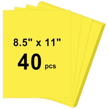 Imagem de Cartolina de 40 folhas, 8,5 x 11, cartolina amarela limão de 29,5 kg, papel de construção, papel grosso para impressão, pintura, confecção de cartões, material escolar infantil, decorações de festa