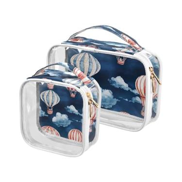 Imagem de xigua Bolsa de maquiagem com balões de ar quente para mulheres, bolsa de cosméticos de viagem, bolsa de higiene portátil à prova d'água para viagens, férias, organização de banheiro