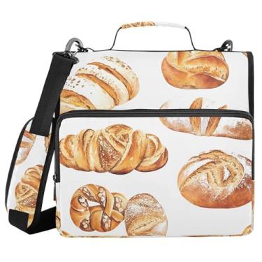 Imagem de xigua Pasta com zíper de pão em aquarela com alça de ombro e alça para transporte fácil, fichário de 3 anéis de 3 cm para escola, painel de expansão e arquivo expansível