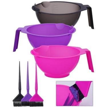Imagem de NiHome Conjunto de tigela e escova de tintura de cabelo, tigelas de mistura de cor de cabelo para cabeleireiro, tigelas de cor com dentes finos e limpador de escova, itens essenciais para salão de
