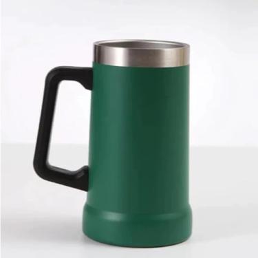 Imagem de Caneca Térmica Chopp Cerveja 710ml - Camada Dupla Em Inox 304, Mantém Bebidas Frias/Quentes, Anti-Vazamento Ideal para Churrasco e Bar(VERDE)