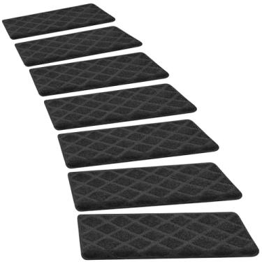 Imagem de PURE ERA Bullnose Tapetes para escadas, sem fita, antiderrapante, protetores de escada para ambientes internos, animais de estimação, para degraus de madeira 24 x 76 cm (2 peças, treliça de diamante