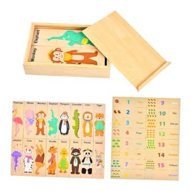 Imagem de Fenteer Quebra-cabeça de madeira com números, combinação de características, animais e muito mais! Brinquedo educativo para crianças.