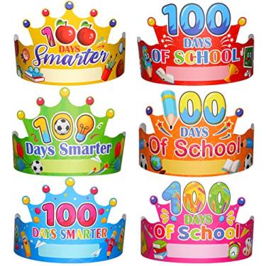 Imagem de HOWAF 100 Days of School Paper Crowns, 36pcs 100 Days Smarter Party Hats for Kids 100th Day of Party Favors, Hooray 100 Days of School Celebration Paper Hats for Kindergarten Pre-school Primary Costume Dress Up