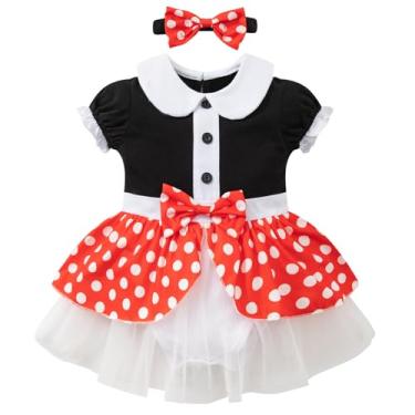 Imagem de LATOBREATH Vestido de princesa de bolinhas para bebês meninas, fantasia de festa de aniversário (9 a 12 meses)