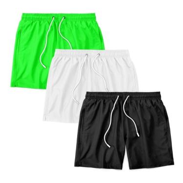 Imagem de Kit 3 Shorts Bermuda Masculino Tactel Liso Praia Academia-Masculino