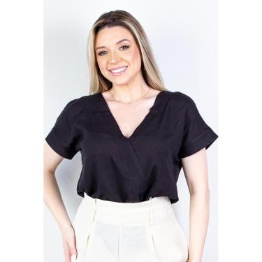 Imagem de Blusa feminina manga curta viscose gola v 63572-Feminino