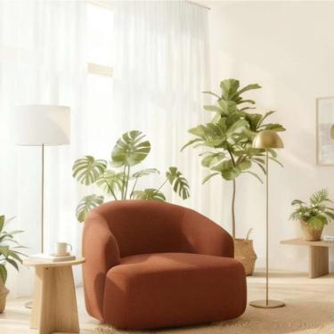 Imagem de Poltrona Orgânica Luxo Recepção Lótus Bouclé Cor Terracota