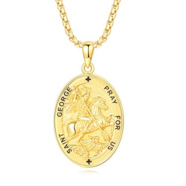 Imagem de DOTBJ Colar com medalha de santo padroeiro de prata esterlina 925, pingente de proteção católica, amuleto, joia religiosa para homens e mulheres, Medium, Prata esterlina, Sem Pedra Preciosa