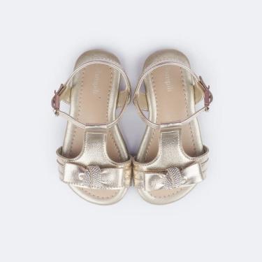 Imagem de Sandália infantil primeiros passos Pampili Mili laço dourada